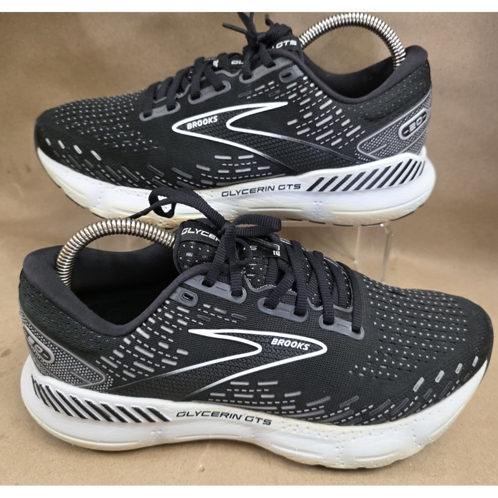Brooks Glycerin (Sz 9.5 D WIDE) GTS 20 Women's Running Shoes Black White